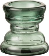 Kandelaar | glas | groen | 12.5x12.5x (h)12 cm