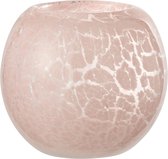 Theelichthouder | glas | roze | 13x13x (h)10 cm