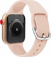 Geschikt voor Apple watch bandje silicone met D sluiting 42mm-44mm zalm large