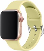 Geschikt voor Apple watch bandje silicone met D sluiting 42mm-44mm geel large
