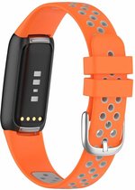 Fitbit Luxe Sport Bandje - Wearablebandje - Siliconen - Oranje Met Grijs - 160-220mm