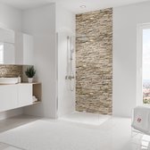 Schulte achterwand - DECOR - steen helder - 100x255 - zelf inkortbaar en zelfklevend - wanddecoratie - muurdecoratie - badkamer wandpanelen - muurbekleding