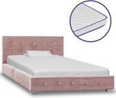 Decoways - Bed met traagschuim matras fluweel roze 90x200 cm