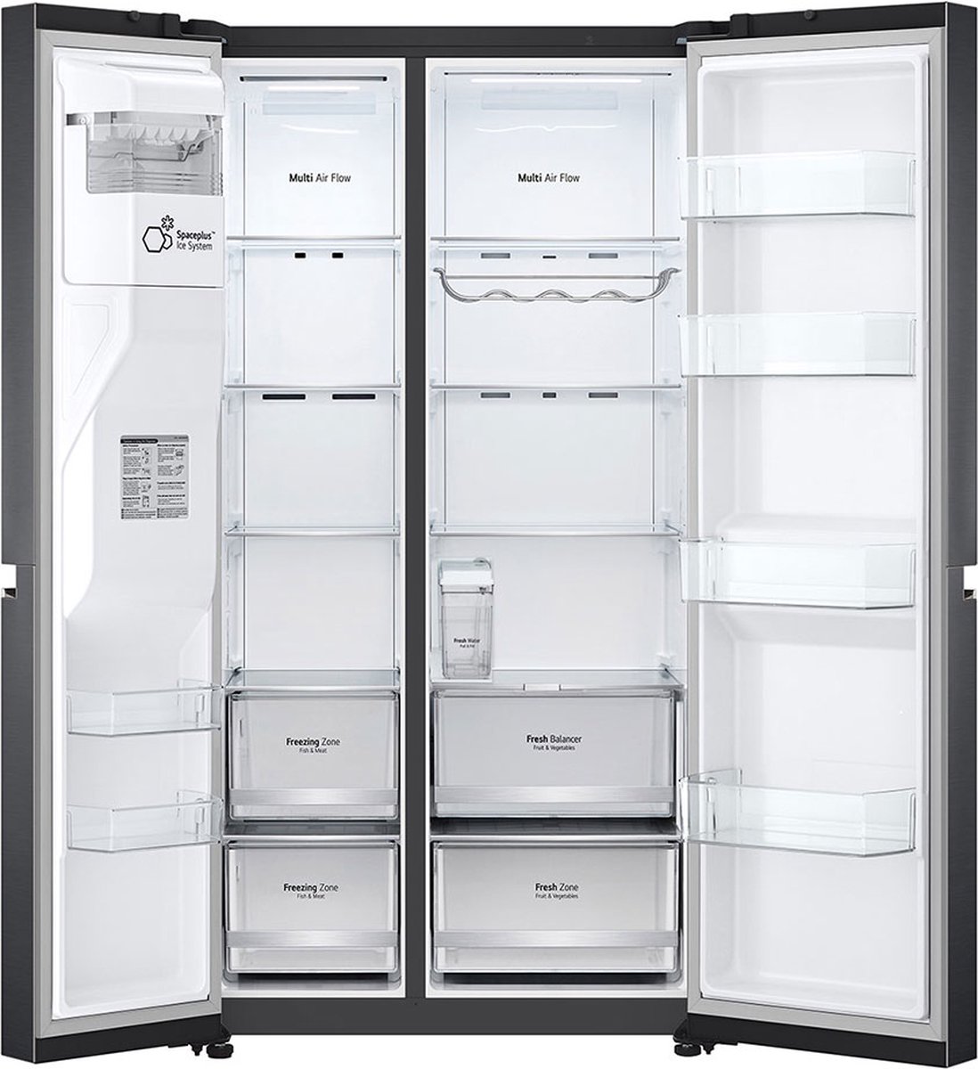 Bol.com LG - GSLV71MCLE - Amerikaanse koelkast - Vrijstaand - 635 l - Energielabel E - Zwart aanbieding