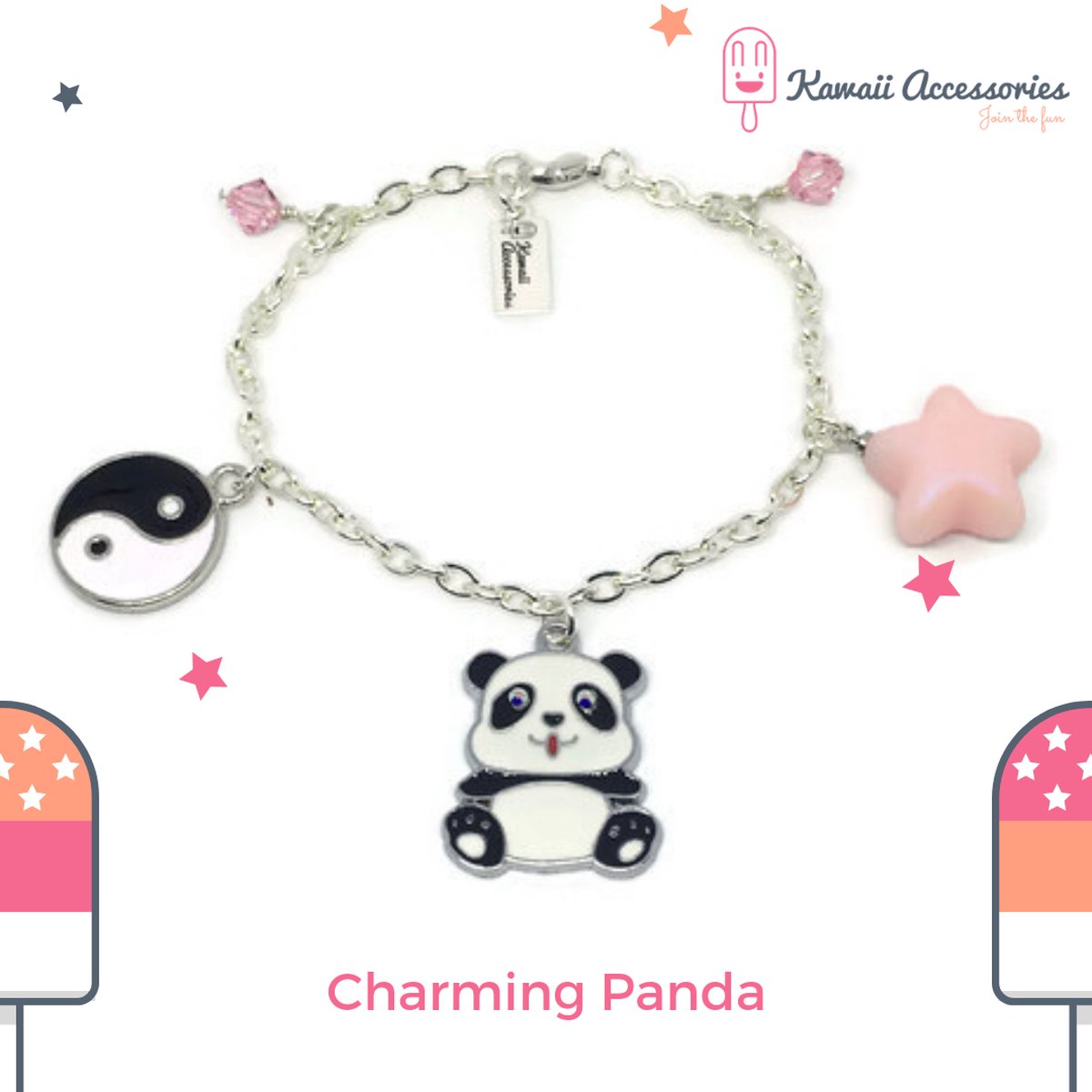 Kawaii Accessories by Kuroji - Charming Panda - Bedelarmband - Kawaii style - handgemaakt