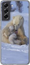 Coque Samsung Galaxy S21 FE - Ours polaires - Neige - Wit - Siliconen