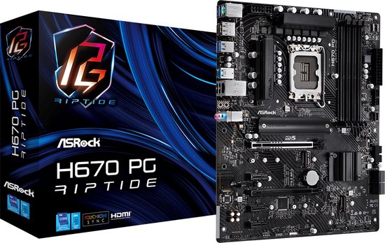 Asrock H670 PG Riptide - Moederbord - ATX - LGA1700 - H670 - Intel I219V - Realtek ALC897 - USB 3.2 Gen 2