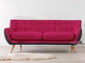 Driezitsbank van stof SERTI - Fuchsia met antraciet randen