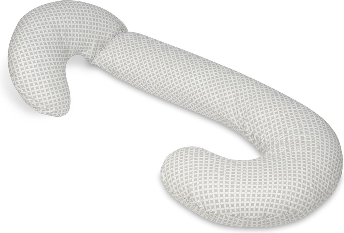 Coussin D'allaitement Velinda Multi-usage | 145cm étoiles Grises | Pré Et Post Natal | Polygranulés Ajustables
