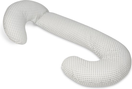 Voedingskussen - Body pillow - 240 cm - 100% katoen - grijze diamanten