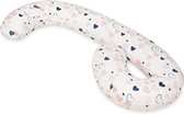 Body pillow - 240 cm - 100% katoen - roze en blauwe hartjes