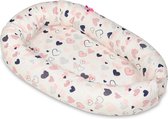 Baby nestje - roze blauw wit - hartjes - met uitneembaar matras