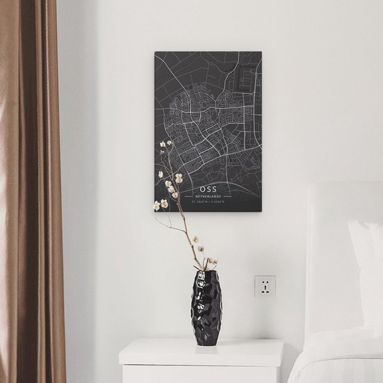 Artaza - Peinture sur Canevas - Carte de ville d'OSS en noir - 20x30 - Petit - Photo sur Toile - Impression sur Toile