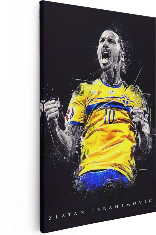 Artaza Canvas Schilderij Zlatan Ibrahimovic bij Zweden - 20x30 - Klein - Foto Op Canvas - Canvas Print