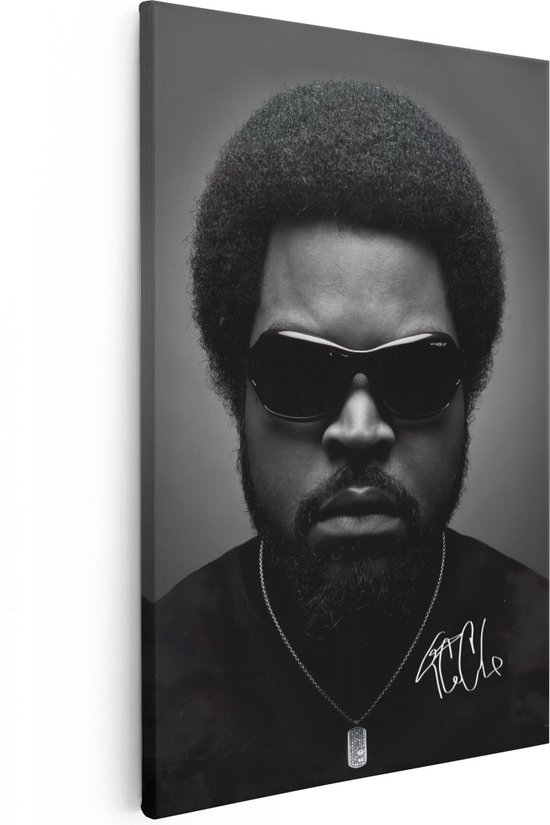 Artaza Canvas Schilderij Ice Cube in het Zwart Wit - 20x30 - Klein - Foto Op Canvas - Canvas Print