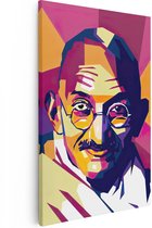 Artaza Canvas Schilderij Mahatma Gandhi in Abstracte Kleuren - 20x30 - Klein - Foto Op Canvas - Canvas Print