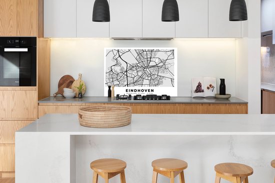 Spatscherm keuken 120x80 cm - Kookplaat achterwand Kaart - Eindhoven - Nederland - Muurbeschermer - Spatwand fornuis - Hoogwaardig aluminium