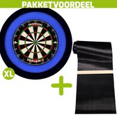 Mission Samurai 2 + Rubberen Dartmat 90*300 incl oche + Dartbordverlichting Deluxe XL (Blauw - Zwart)