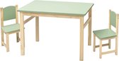 furnibella Kindertafel met stoelen 3-delige set 1 kindertafel en 2 stoelen E1 MDF 80 x 47 x 55 cm (LxBxH) Reis naar het bos voor kinderkamer Speelkamer