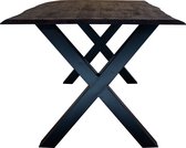 Zita Home - Boomstamtafel - volledig zwart - met - kruispoten - massief - hout