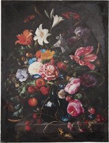 Canvasschilderij 55*3*73 cm Zwart, Roze Canvas Rechthoek Bloemen Schilderij Wanddecoratie