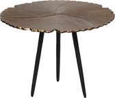 Bijzettafel Ø 50*36 cm Bruin Aluminium Rond Side table Tafeltje