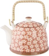 Theepot met Filter 18*14*12 cm / 700 ml Roze Keramiek Rond Bloemen Theekan Japanse Theepot Chinese Theepot