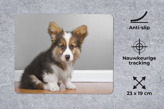 Muismat - Mousepad - Een portret van een gevlekte puppy - 23x19 cm - Muismatten