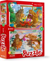 Puzzle Rebo 2x24 pièces - Ours de Noël