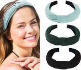 3 Stuks Dames Haarbanden - Haarband met knoop - Kleur 7 - Haarband volwassenen - Vrouwen - Dames - Tieners - Meiden - Dans - Yoga - Hardlopen - Sport - Haaraccessoires