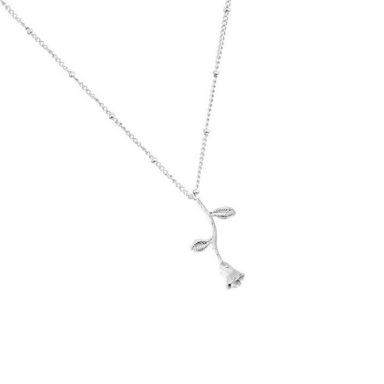 Delicate Rose Design hanger ketting - roestvrij staal - ketting - verstelbare ketting - verzilverd - damessieraden - Dottilove