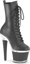 Pleaser Plateau Laarzen, Paaldans schoenen -36 Shoes- SPECTATOR-1040 US 6 Zwart/Transparant