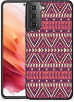 Leuk TPU Backcase Geschikt voor Samsung Galaxy S21 Telefoonhoesje met Zwarte rand Aztec Purple