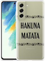 Hoesje Geschikt voor Samsung Galaxy S21 FE Hakuna Matata black