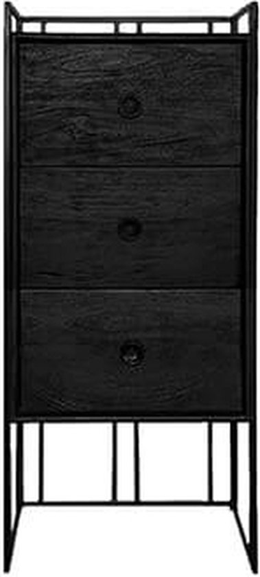 Ladenkast  - zwart hout - 3 laden  - decoratief - trendy   -  H102cm