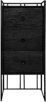 Ladenkast  - zwart hout - 3 laden  - decoratief - trendy   -  H102cm