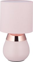 Relaxdays nachtkastlamp touch - tafellamp E14 - schemerlamp roze - vensterbank - rond