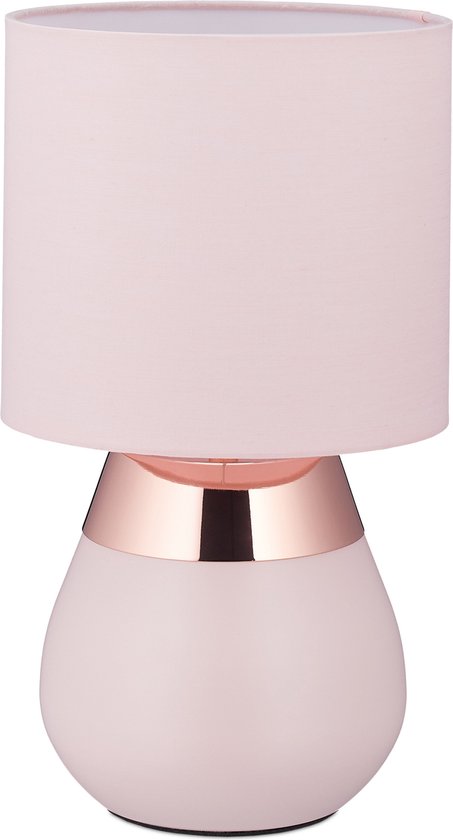 Relaxdays lampe de chevet touch - lampe de table E14 - lampe de table rose - rebord de fenêtre - rond