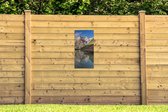 Affiche de jardin Reflet dans le lac Lago di Braies en Italie - 40x80 cm - Décoration murale murale Outdoor - Affiche de jardin - Toile de jardin - Affiche de clôture - Tableau de jardin