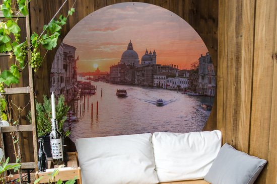 Garden Circle Boat - Water - Soleil - Venetië - 150x150 cm - Affiche de Jardin Ronde - Extérieur