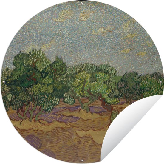 Tuincirkel Olijfbomen - Vincent van Gogh - 60x60 cm - Ronde Tuinposter - Buiten