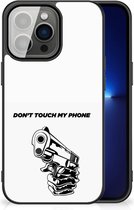 Back Cover Siliconen Hoesje iPhone 13 Pro Telefoonhoesje met Zwarte rand Gun Don't Touch My Phone