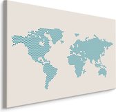 Schilderij - De Wereld in Pixels, Wereldkaart, Premium Print