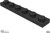 LEGO Plaat 1x6, 3666 Zwart 50 stuks