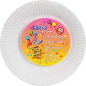 30x Papieren wegwerp verjaardag/taart/gebaksbordjes wit 18 cm - Wegwerp servies