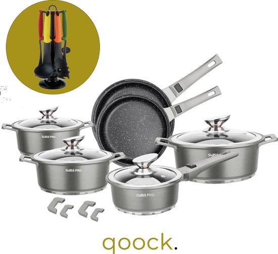qoock | Ensemble de casseroles édition métallique | 21 pièces | Induction |  Avec... | bol.com