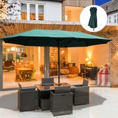 Sunny Dubbele Parasol met Slingerhandvat - Groen, 460 x 270 x 240 cm