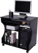 HOMdotCOM Computertafel bureau op wielen zwart 80 x 48 x 76cm