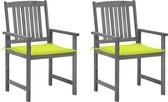 Decoways - Regisseursstoelen 2 st met kussens massief acaciahout grijs