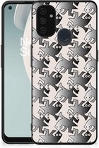 Telefoonhoesje OnePlus Nord N100 Hoesje maken met Zwarte rand Salamander Grey